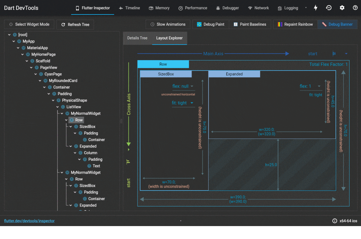 Dart DevTools Screens